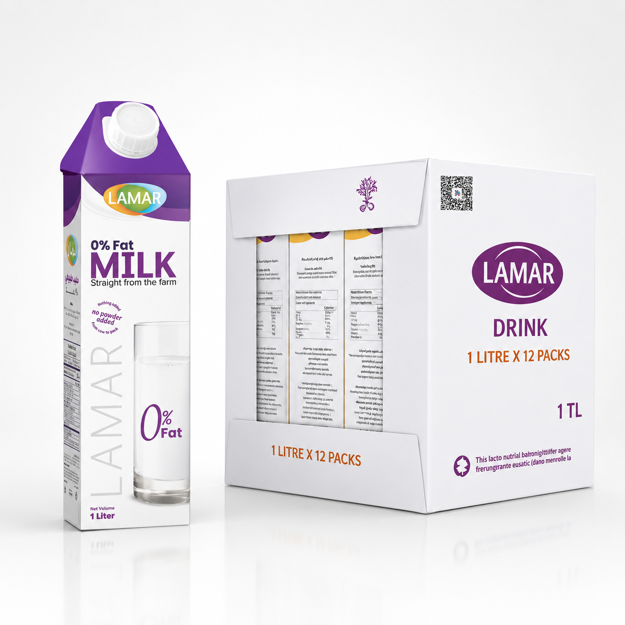 0% Fat Milk Lamar 0% Fat Milk 12x1L - Image 1